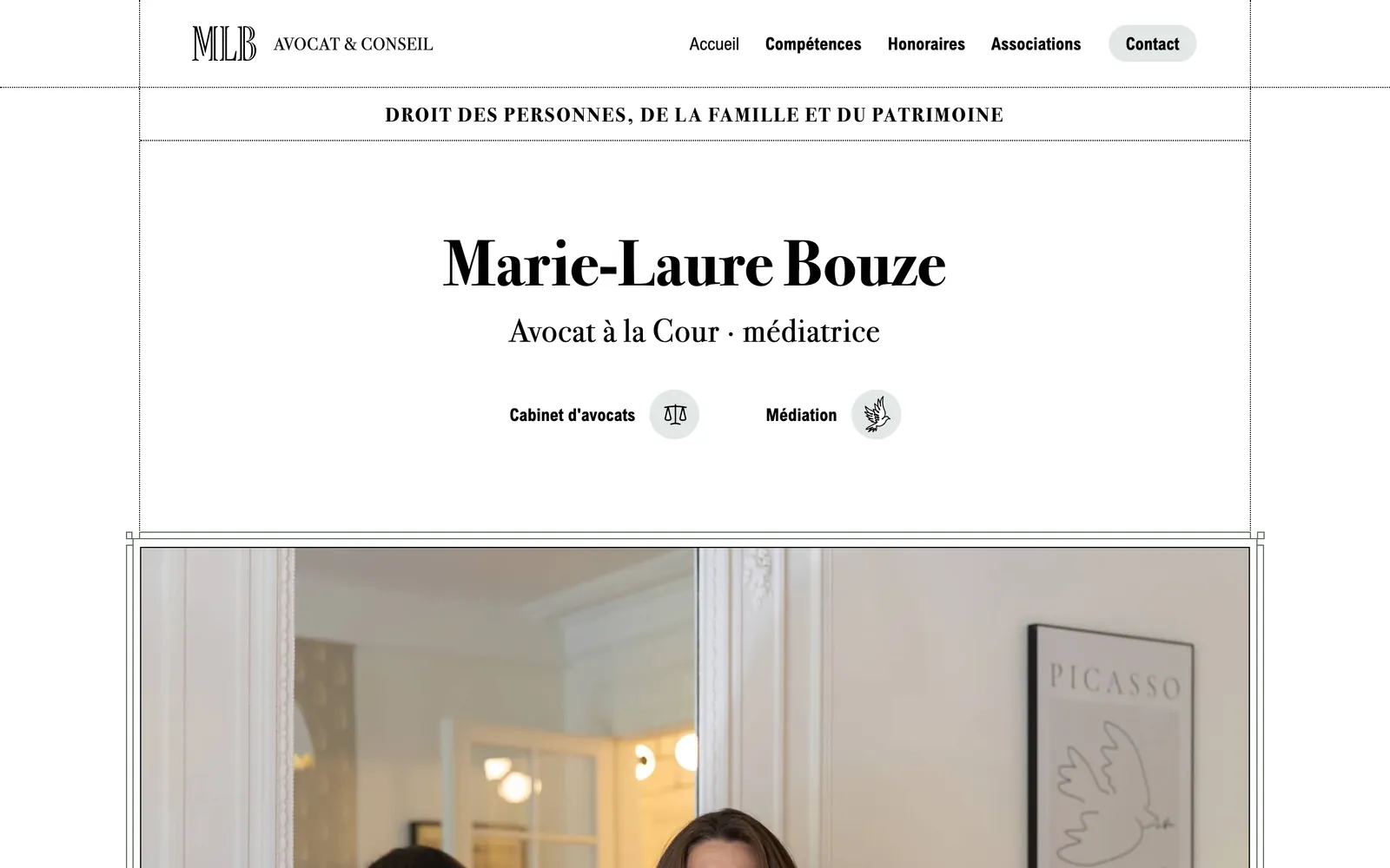 Page d'accueil du site Bouze Avocat, capturée sur ordinateur