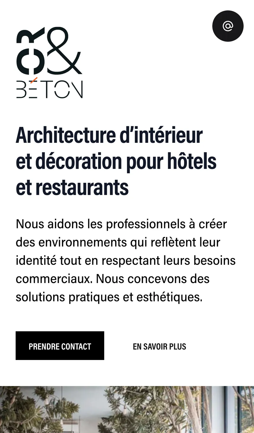 Page d'accueil du site Or et Béton, capturée sur mobile