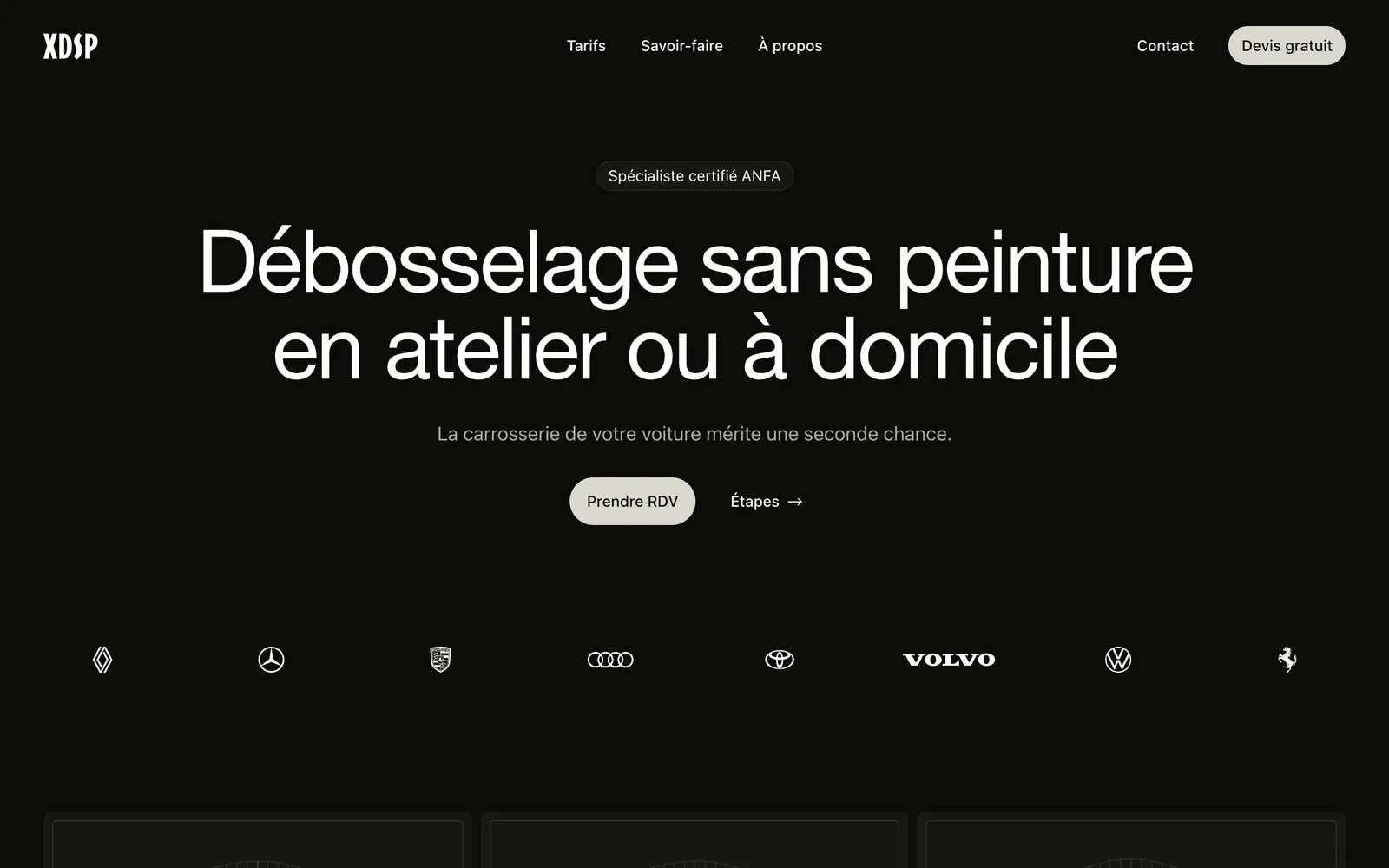 Page d'accueil du site XDSP, capturée sur ordinateur